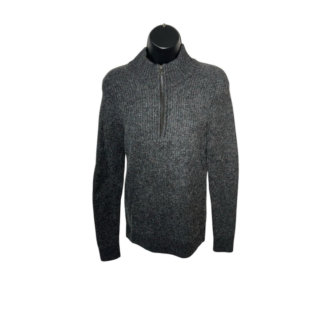 ABERCROMBIE AND FITCH 1/4 ZIP‎ RIBBED PULLOVER SWEATER WOMEN'S GRAY XS